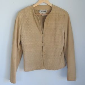 ❦ CARLISLE Vintage Cropped Woven Suede Jacket ❦